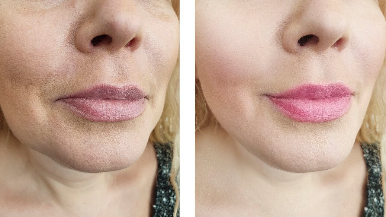 Permanent makeup lip blush services before and after in Leland NC
